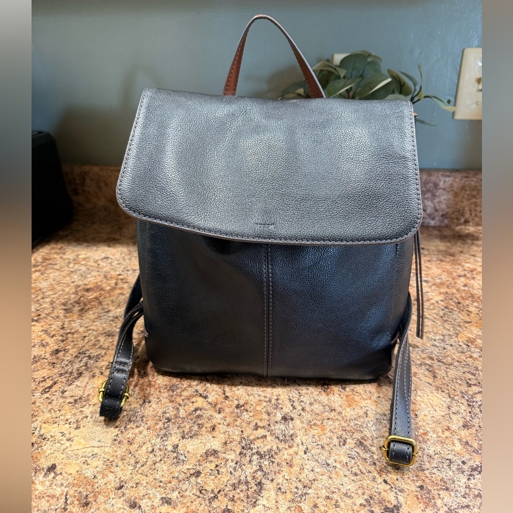 Fossil Black Leather Backpack